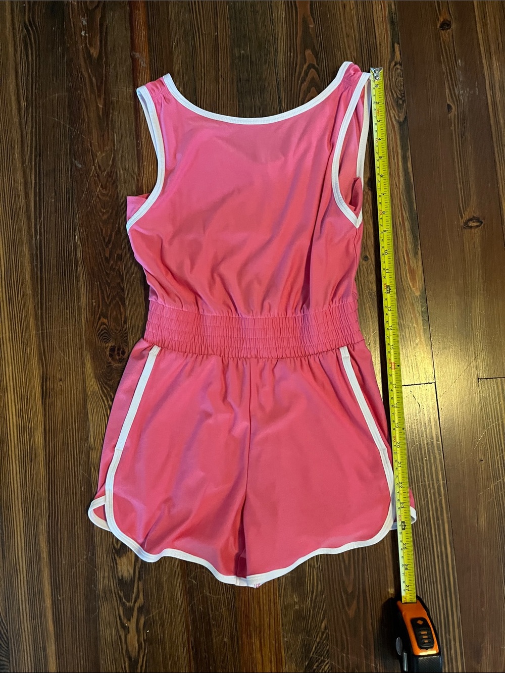 Old Navy Pink Sleeveless Athletic Romper with White Trim
